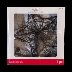 Christmas Tree Topper Star Lights Up Brown Cord Sparkling Lights